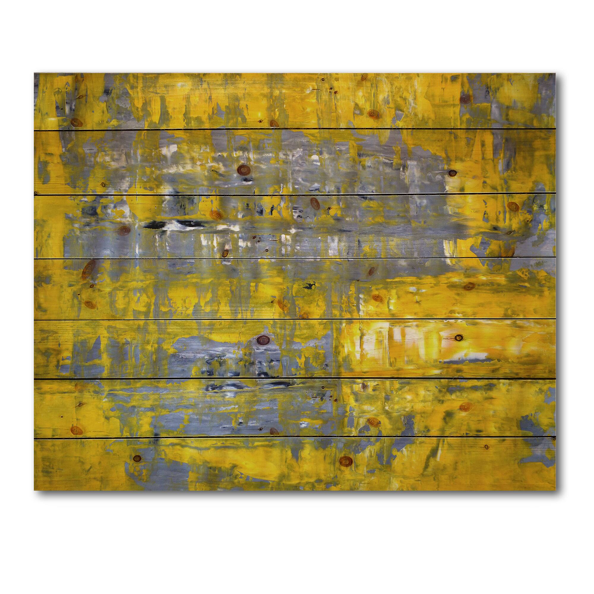 Designart - Yellow Meets Grey Abstract Art I